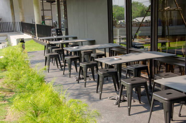 istock Chairs outside the coffee shop 942146770