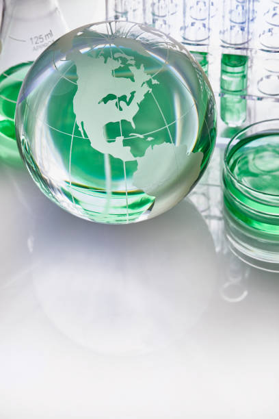 globe en verre en laboratoire - amérique - plexi glass science technology healthcare and medicine photos et images de collection