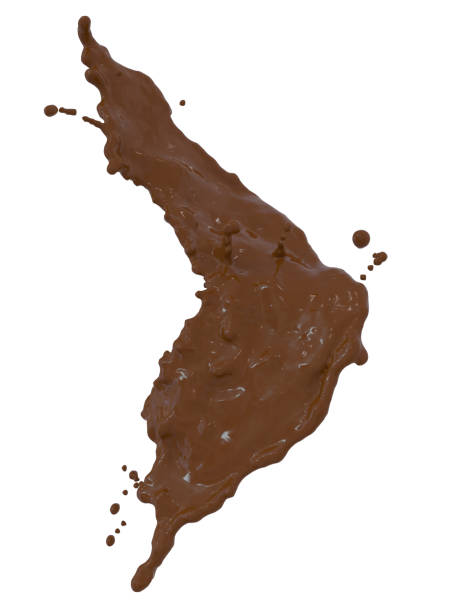 istock milk and chocolate splash 3d illustration include clipping path isolated on White background drops chocolate splash element 942149074