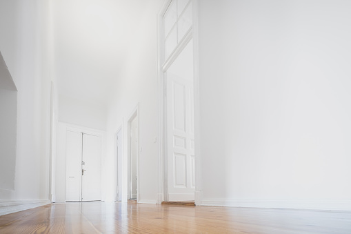 white apartment , empty room newly renovated - interior -