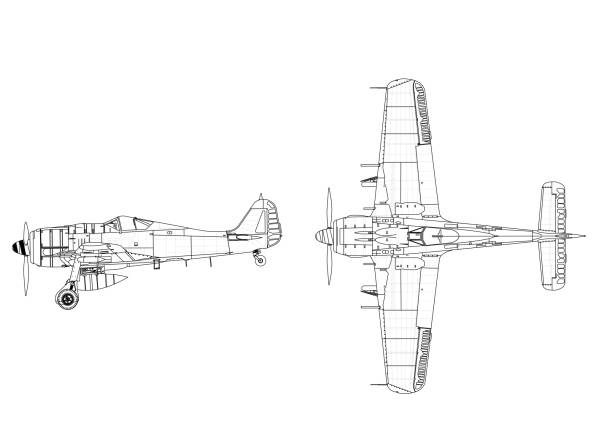 istock Classic Military plane blueprint - isolated 942149986