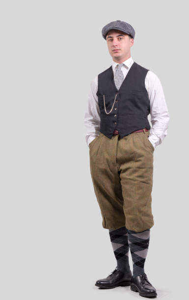 A Young Man In Vintage Clothes With Hat 1930 Style Stock Photo - Download  Image Now - iStock