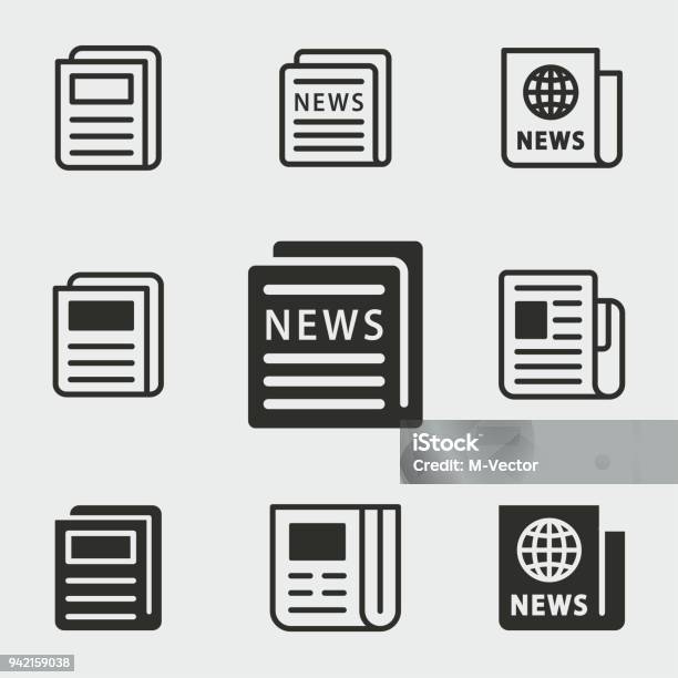 Nachrichtensymbole Festgelegt Stock Vektor Art und mehr Bilder von Zeitung - Zeitung, Icon, Medienwelt