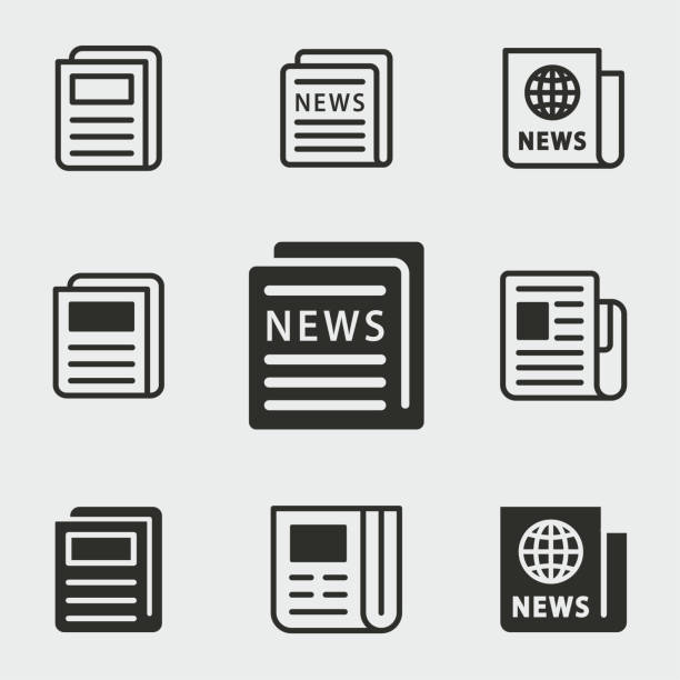 News icons set. News vector icons set. Black illustration isolated for graphic and web design. paper symbols stock illustrations