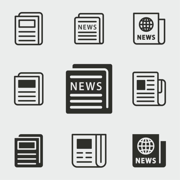 News icons set. News vector icons set. Black illustration isolated for graphic and web design. the media stock illustrations