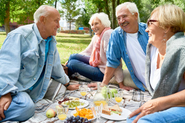 istock Senior People Enjoying Picnic in Park 942161830