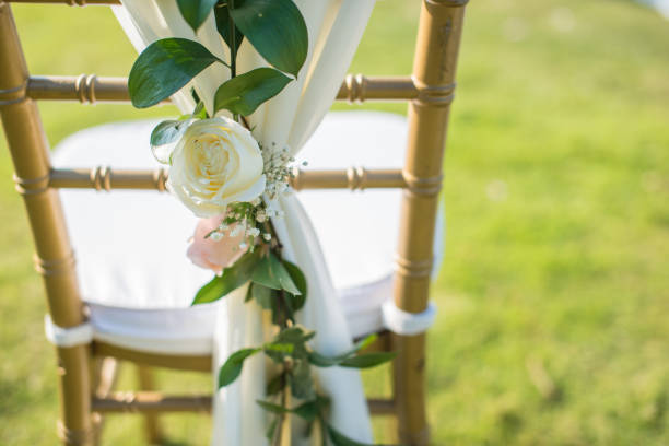 istock Wedding chair decorated with flowers. 942163420