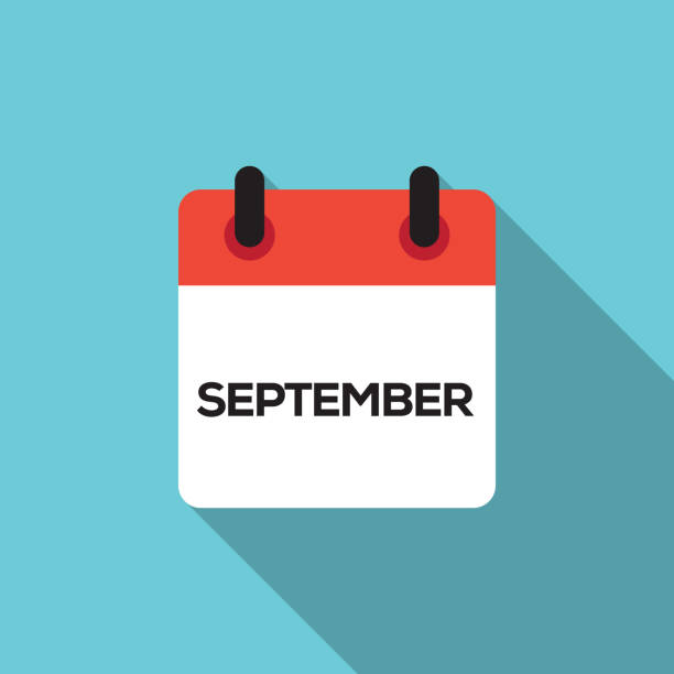 Flat Calendar Design - September Flat Calendar Design - September september calendar stock illustrations