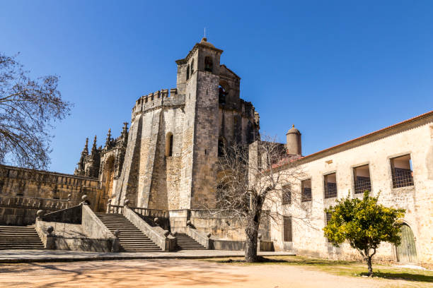 Convent of Christ, Tomar, Portugal Convent of Christ, Tomar, Portugal. Full view of the church, constructed by the Knights Templar. A World Heritage Site since 1983 convento stock pictures, royalty-free photos & images