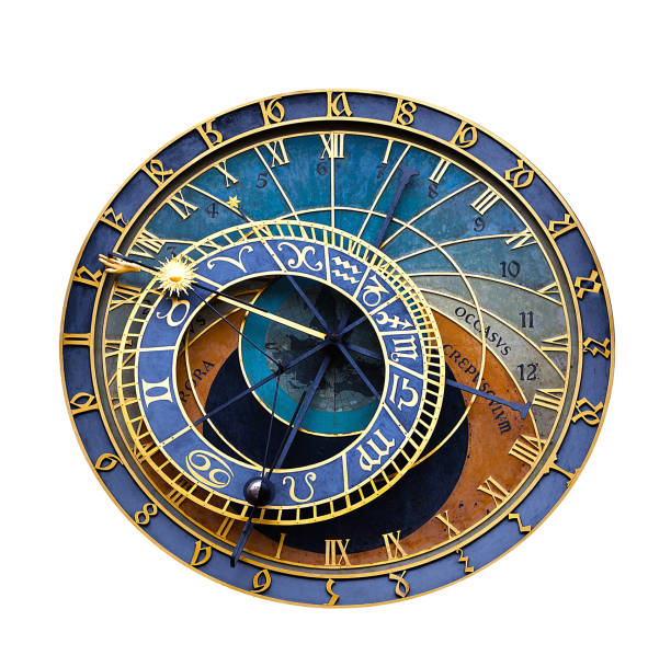 istock Old astronomical clock isolated on white. Prague astronomical clock 942165710