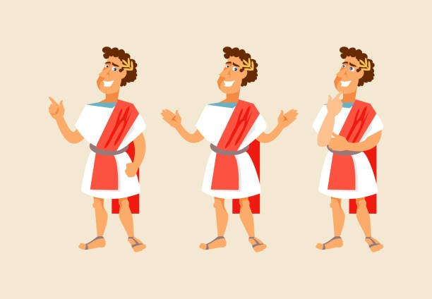 illustrazioni stock, clip art, cartoni animati e icone di tendenza di vettore dell'uomo romano - ancient rome text latin script roman