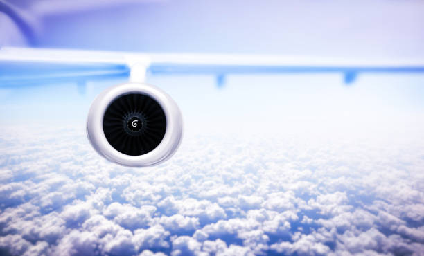 Sky blue or azure sky and cloud view on window of airplane