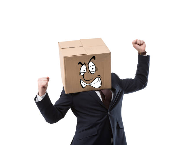 istock angry businessman with cardboard box on head gesturing with hands isolated on white 942170638