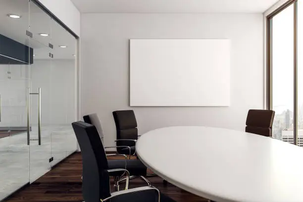 Photo of Modern conference room with poster