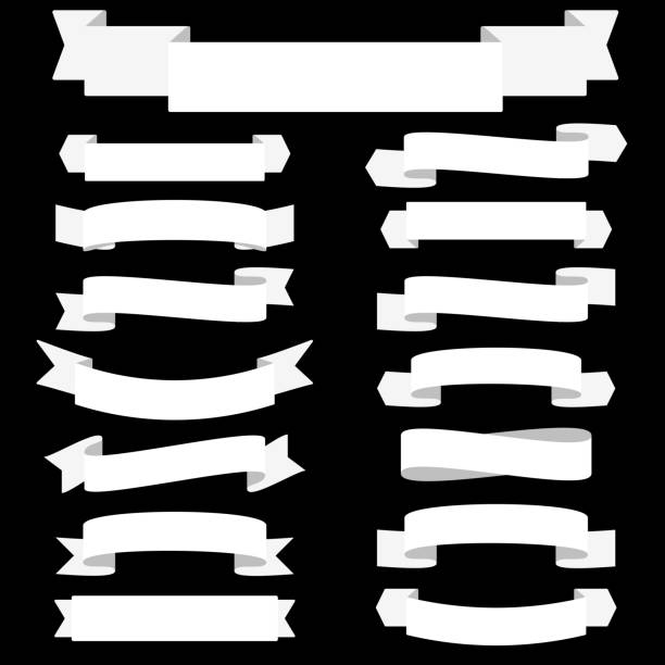 white comic banners collection collection of comic banner white on black background vector file banderilla stock illustrations