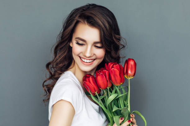 Beautiful woman with flowers