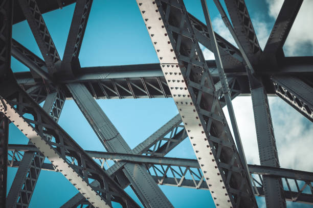 Bridge frame closeup Bridge frame closeup on blue sky background. Horizontal toned image man made structure stock pictures, royalty-free photos & images