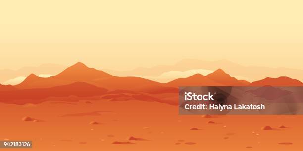 Martian Landscape Background Stock Illustration - Download Image Now - Desert Area, Mars - Planet, Illustration