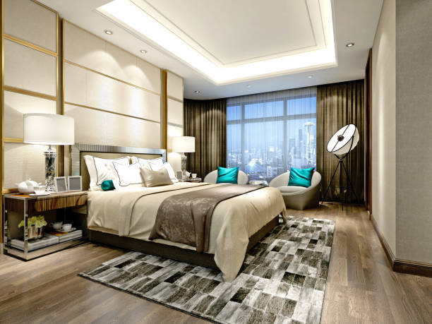 istock 3d render of luxury hotel room 942183226