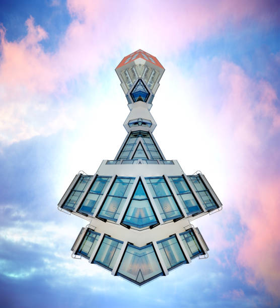 istock Backlit apartment building against dramatic sky, spaceship design 942184308