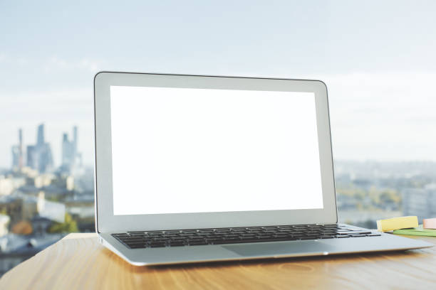 istock Close up of white laptop 942186458
