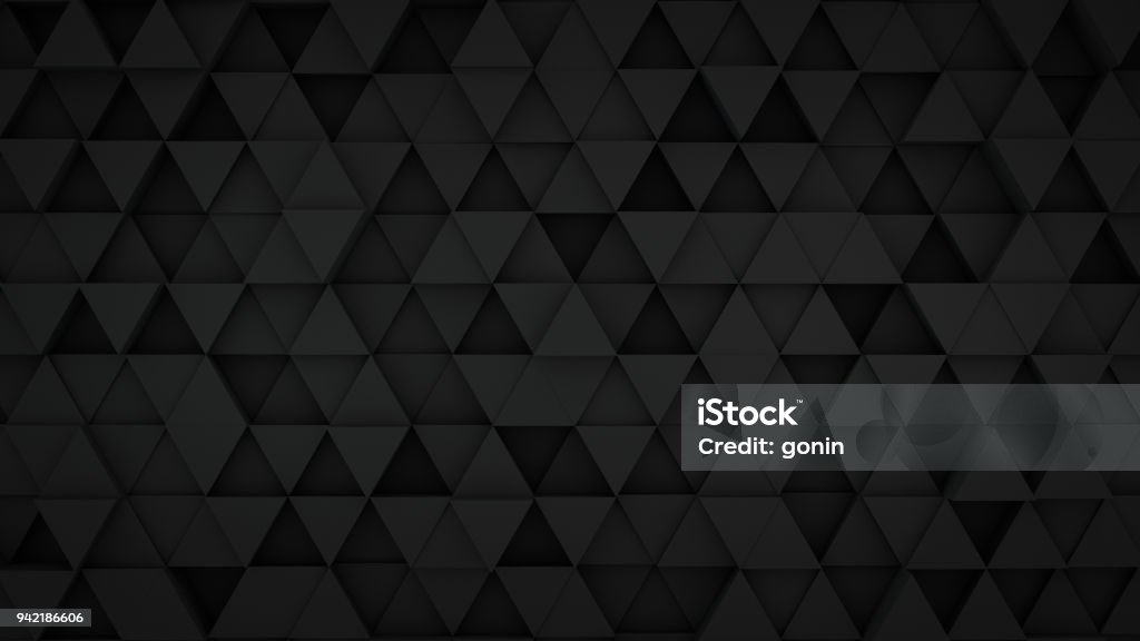 Triángulos negros extrusión de superficie 3D render - Foto de stock de Color negro libre de derechos