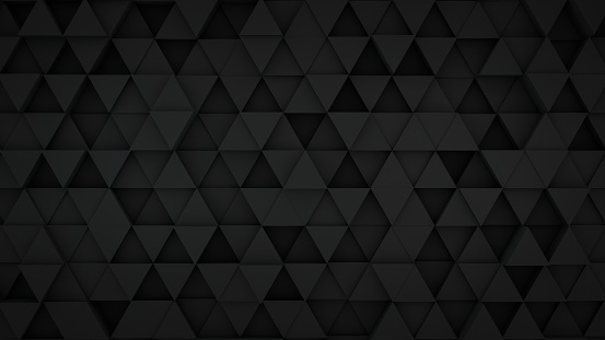 Black triangles extruded surface. Abstract 3D rendering background