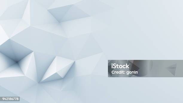 White Polygonal Shape 3d Render Stock Photo - Download Image Now - White Color, Three Dimensional, Abstract