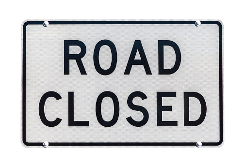 Road closed sign isolated