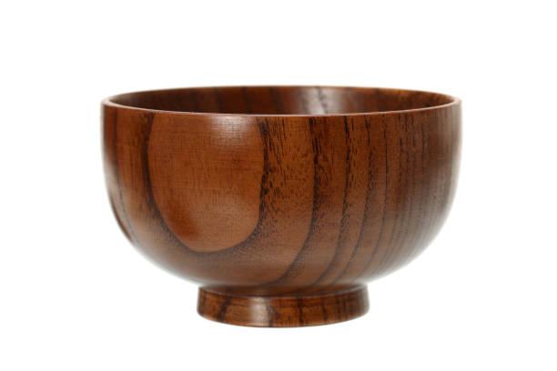istock Wood empty bowl  isolated   on a white background 942191146