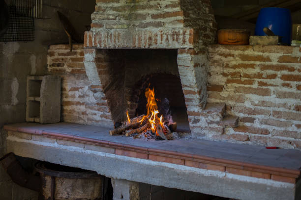 istock image of a burning wood-burning oven 942191608