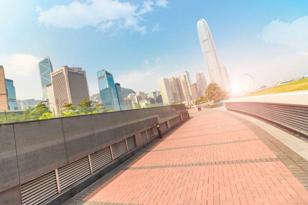 istock Hongkong skyline and no man's pavement 942196446