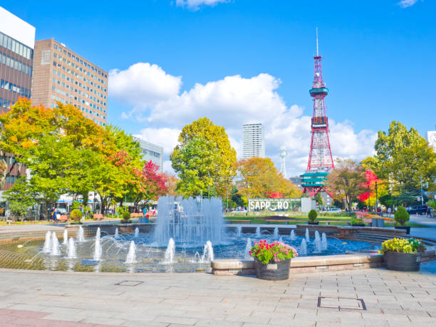 Sapporo, Hokkaido, Japan-October 2017 :Odori Park and Sapporo TV Tower are located in the heart of Sapporo, Hokkaido, Japan.
