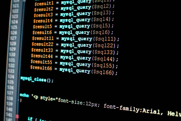 데이터베이스 관리 소프트웨어에 mysql 쿼리 집합입니다. - computer language coding computer software sql 뉴스 사진 이미지