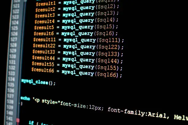 Photo of Set of mysql queries in a database management software.