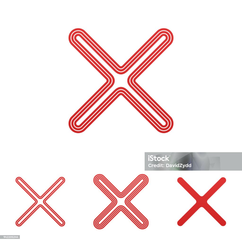 Red Line Remove Icon Red Line Delete Logo Design Set Stock Illustration - Download Image Now ...