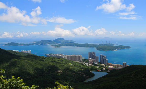 View of Hong Kong skyline from Victoria Peak stock photo