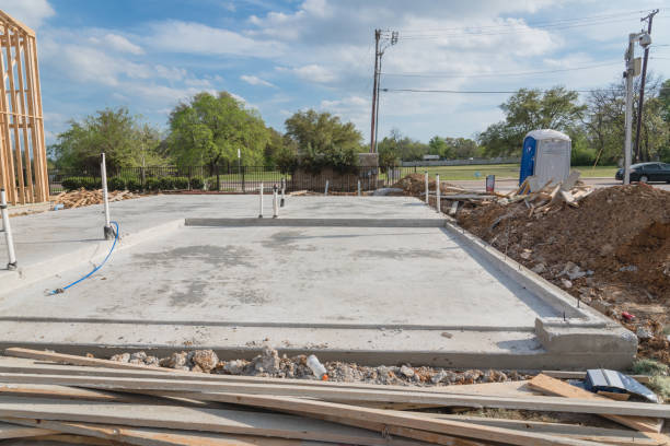 istock Slab on grade foundation concrete for timber frame house in USA 942225468