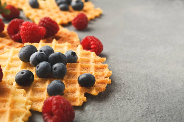 istock Round belgium waffles with berries 942225710