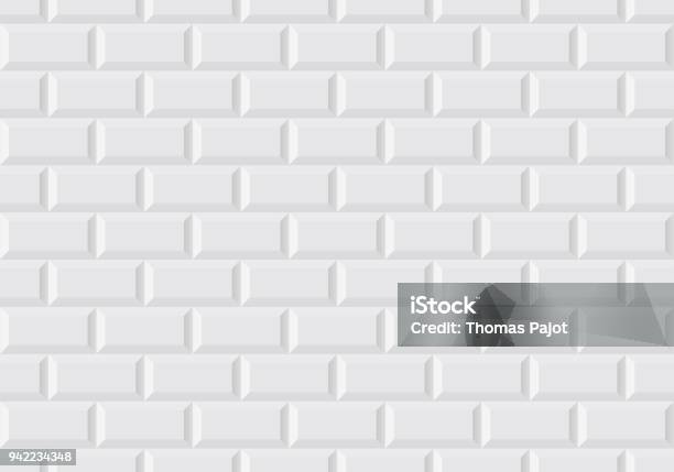 White Wall Tile Like In The Parisian Subway Stock Illustration - Download Image Now - Tile, White Color, Brick