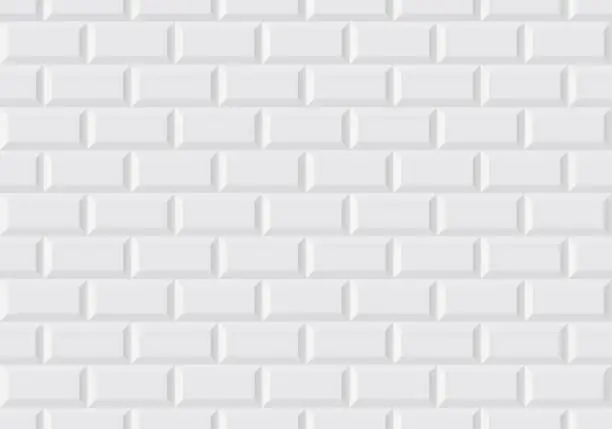 Vector illustration of White wall tile like in the Parisian subway