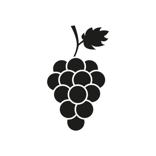 ilustraciones, imágenes clip art, dibujos animados e iconos de stock de manojo de uvas con hojas - uva