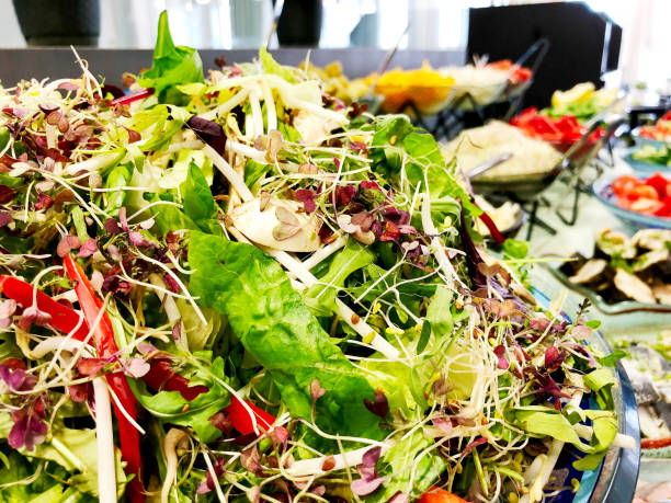istock greens for salads, healthy eating concept on the table. 942242042