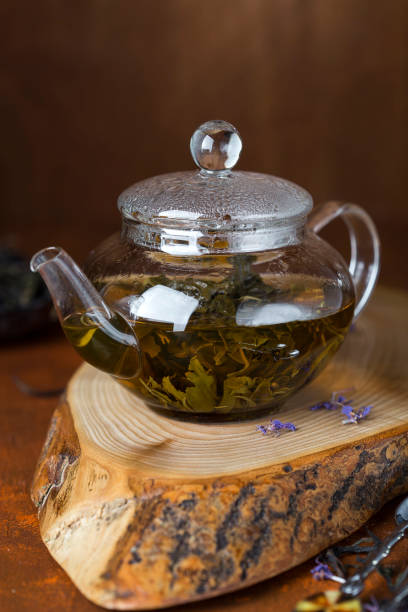istock green tea in a glass teapot 942245504