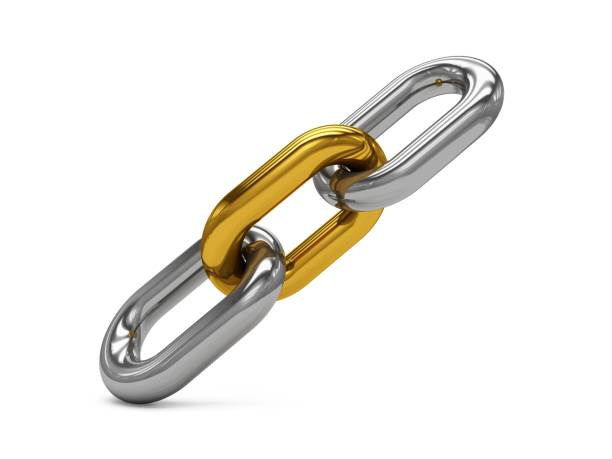 istock 3D rendering of three links isolated on white. Lock, connection concept. 942255158