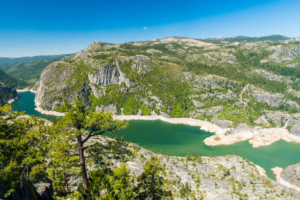 Donnell Lake Panoramic photo of a Donnell Lake. Lake and a dam are located on Stanislaus river. California, USA stanislaus national forest stock pictures, royalty-free photos & images