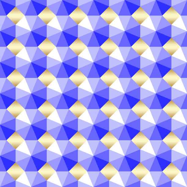 D.Blue colored 3D Gemstone Pattern, 3D Illustration, Bright Background.