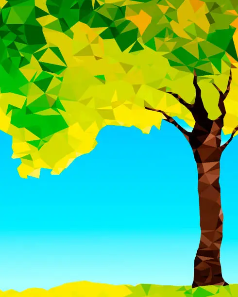 Vector illustration of Green Polygonal Tree