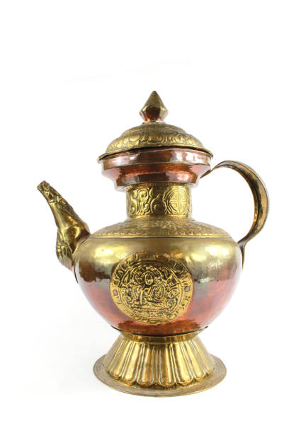 istock Silver Metal Ornate Tea Pot on White Background 942265244