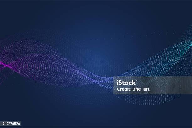 Abstract Digital Wave Or Futuristic Glowing Particles Vector Wireframe Illustration Stock Illustration - Download Image Now